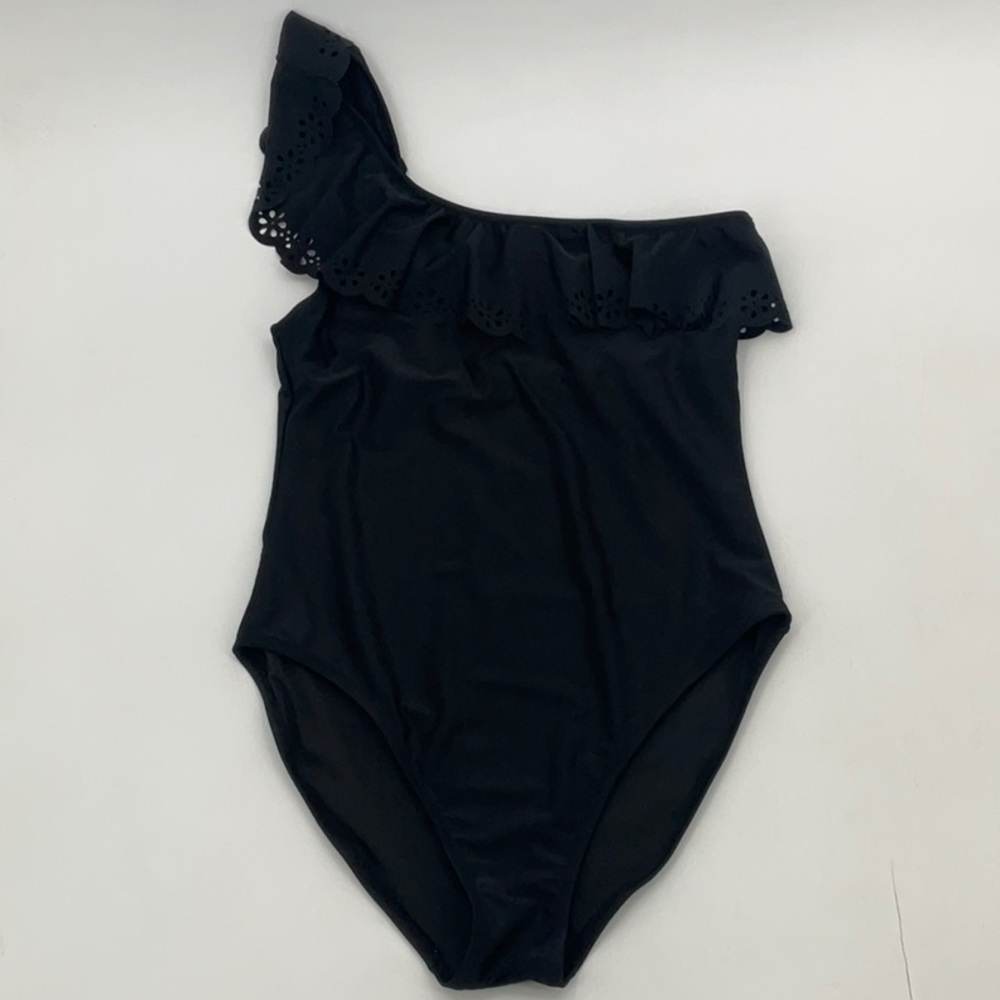 J .CREW Factory Laser-cut ruffle one-shoulder one-piece swimsuit Size XL